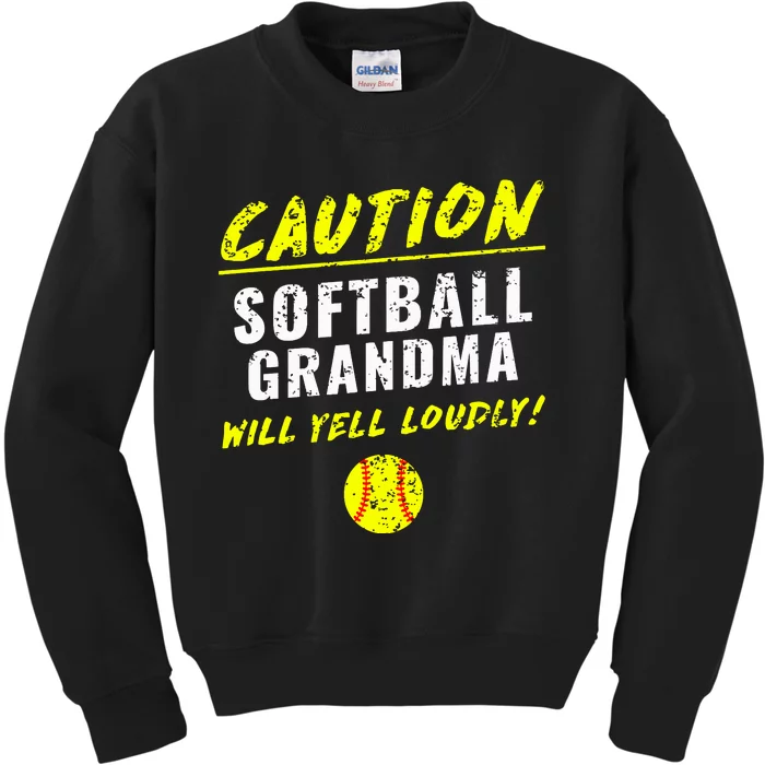 Fastpitch Softball Grandma Funny Kids Sweatshirt