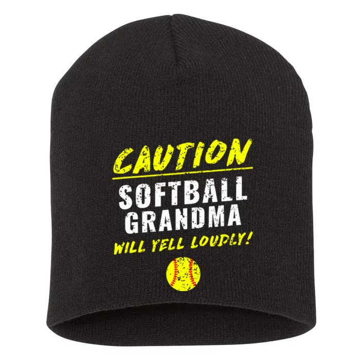 Fastpitch Softball Grandma Funny Short Acrylic Beanie