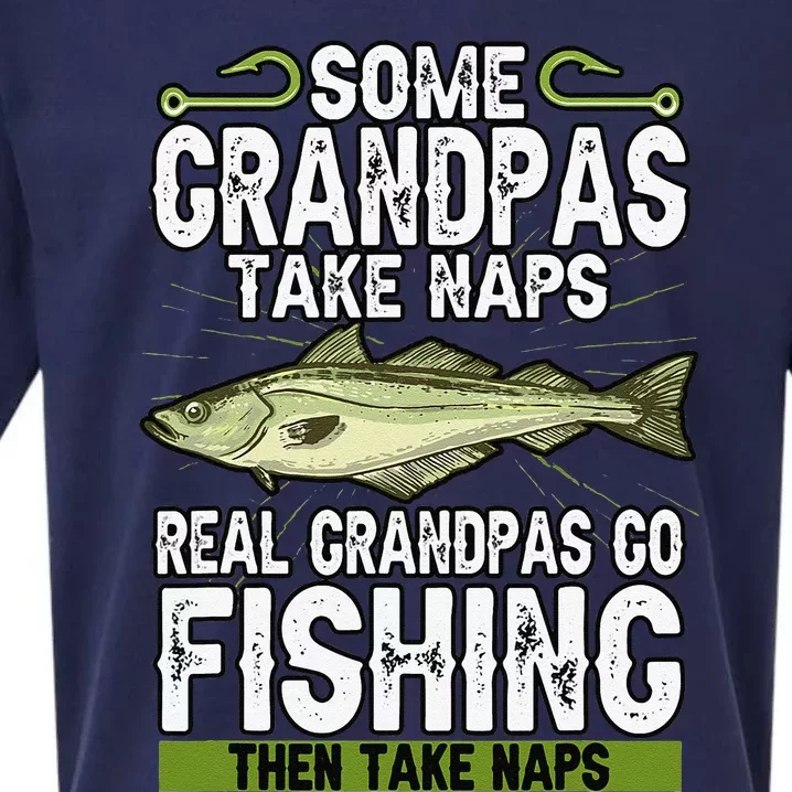 Funny Some Grandpas Take Naps Real Grandpas Go Fishing Sueded Cloud Jersey T-Shirt