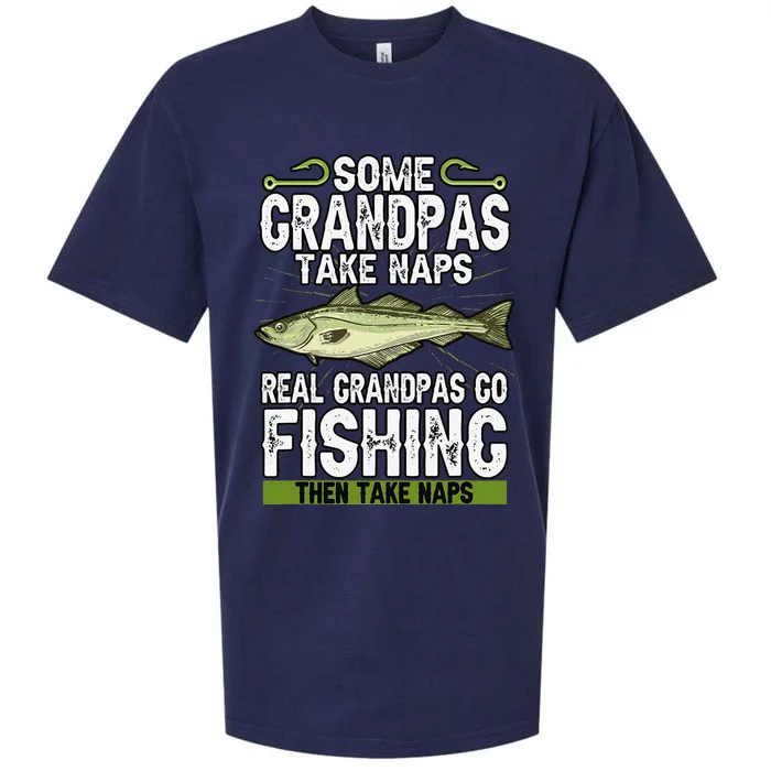 Funny Some Grandpas Take Naps Real Grandpas Go Fishing Sueded Cloud Jersey T-Shirt