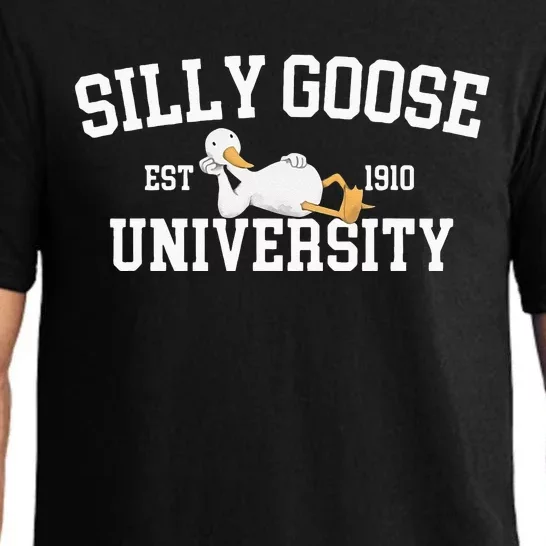 Funny Silly Goose Duck University Meme School Pajama Set