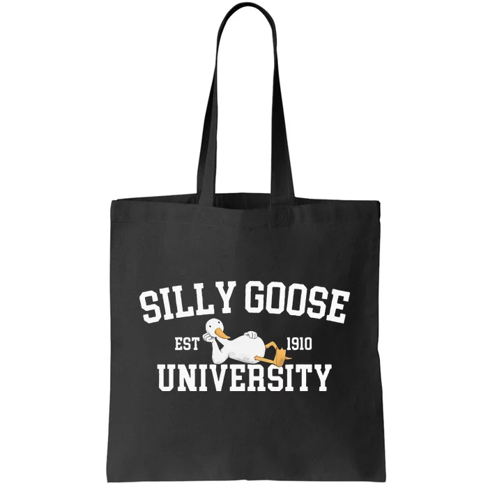 Funny Silly Goose Duck University Meme School Tote Bag