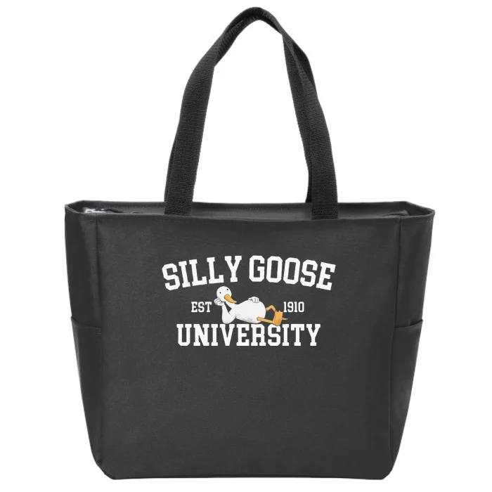 Funny Silly Goose Duck University Meme School Zip Tote Bag