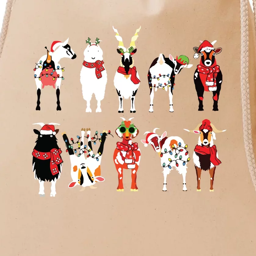 Funny Santa Goats Christmas Farmer Goat Lover Farming Drawstring Bag