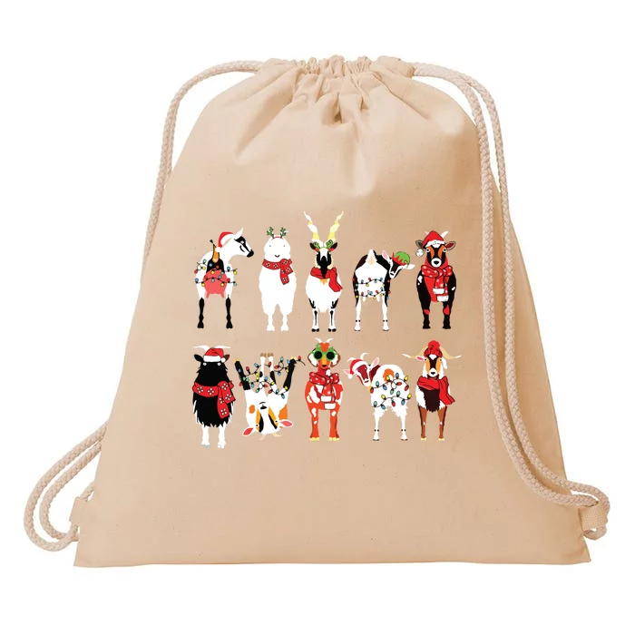 Funny Santa Goats Christmas Farmer Goat Lover Farming Drawstring Bag