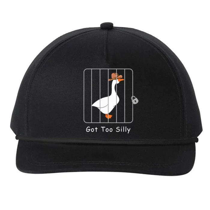 Funny Silly Goose Lover Mugshot Meme Got Too Silly Snapback Five-Panel Rope Hat