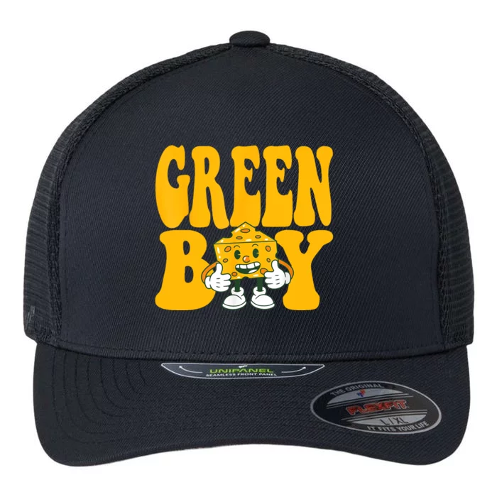 Football Sport Green Bay Wisconsin Cheese Head Gift Flexfit Unipanel Trucker Cap