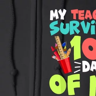 Funny School Gift 100 Days Of School Full Zip Hoodie