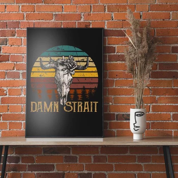 Fucking S.T.R.A.I.T Guitar Music Country Bullskull Cowboy Poster