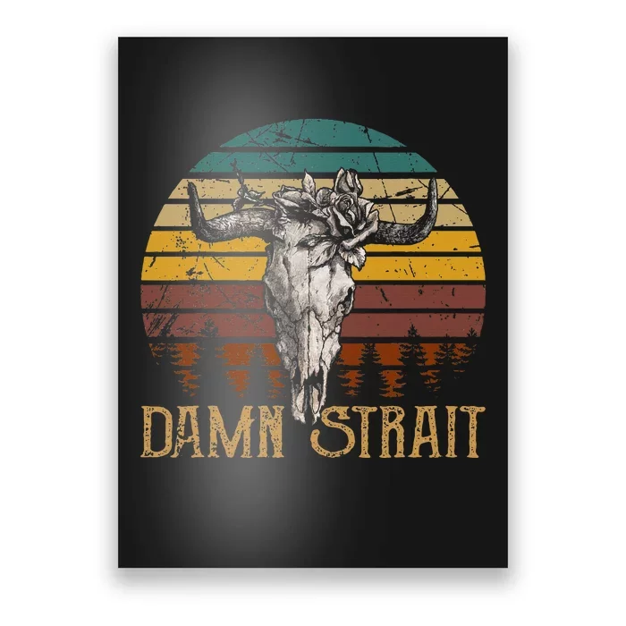 Fucking S.T.R.A.I.T Guitar Music Country Bullskull Cowboy Poster