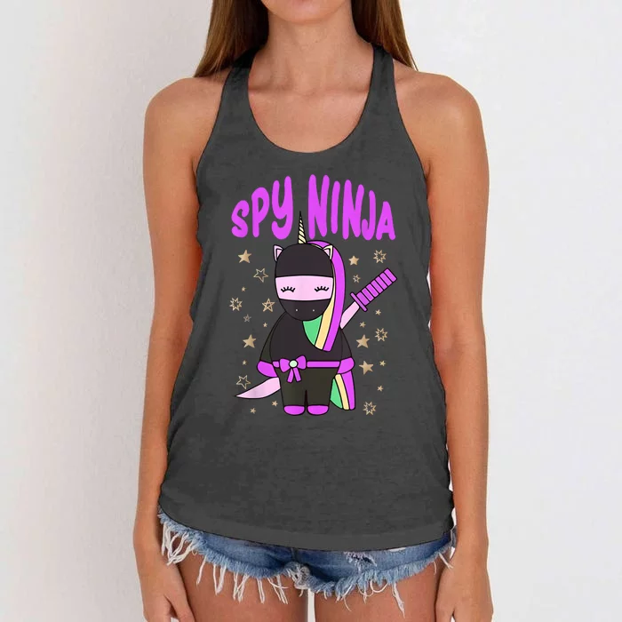 Funny Spy Gaming Ninjas Gamer Unicorn Ninja Boy Girl Women's Knotted Racerback Tank