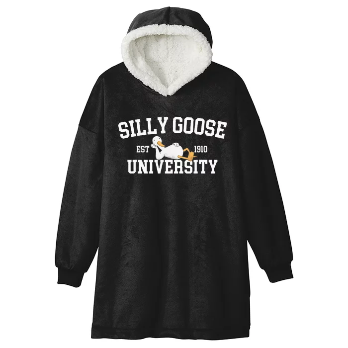 Funny Silly Goose Duck University Meme School Hooded Wearable Blanket