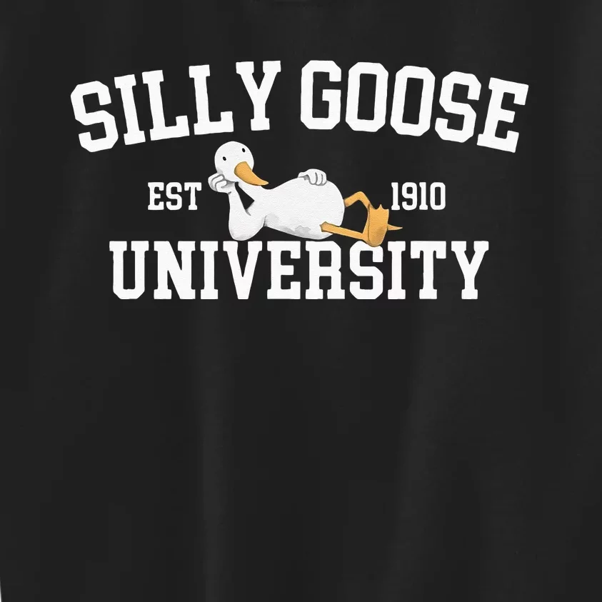 Funny Silly Goose Duck University Meme School Kids Sweatshirt