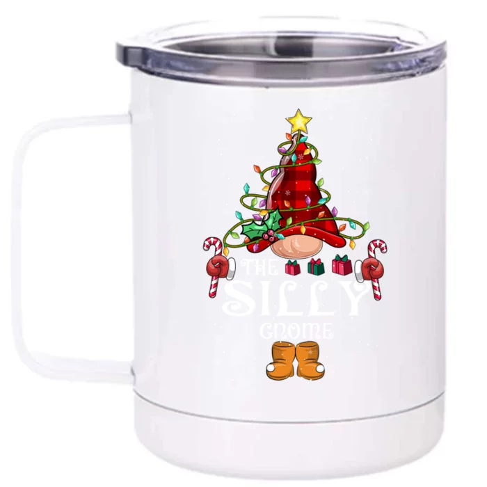 Funny Silly Gnome Christmas Gnome Matching Family Group Gift Front & Back 12oz Stainless Steel Tumbler Cup