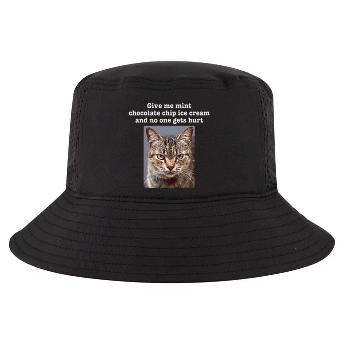 Funny Sarcastic Gray Tabby Cat Mint Chocolate Chip Ice Cream Cool Comfort Performance Bucket Hat