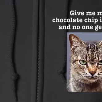 Funny Sarcastic Gray Tabby Cat Mint Chocolate Chip Ice Cream Full Zip Hoodie