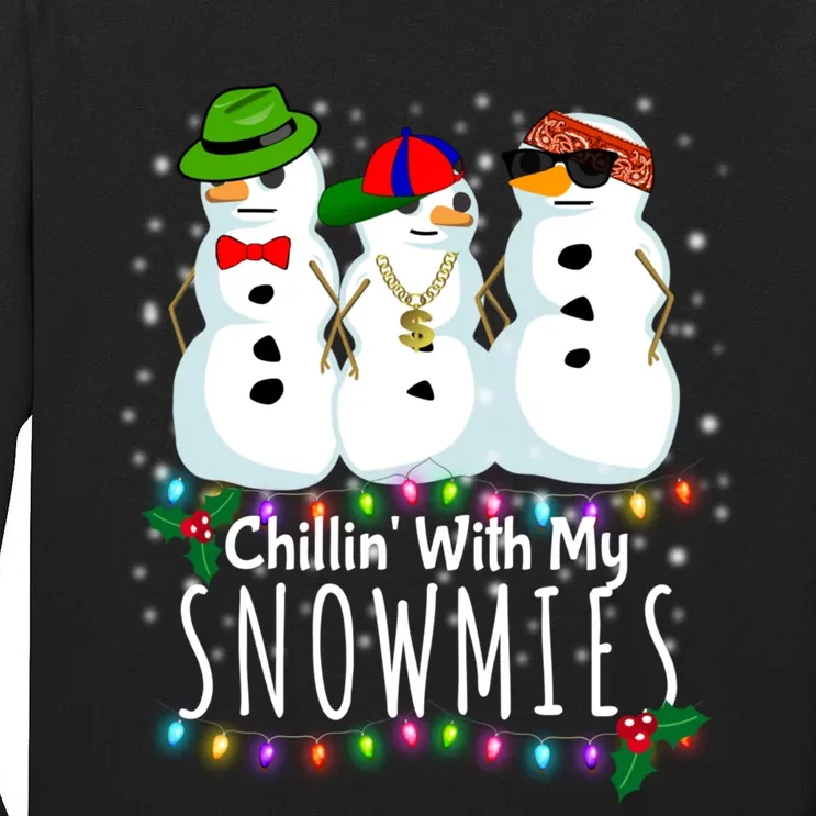 Funny Snowman Gift Christmas Chillin With My Snowmies Tall Long Sleeve T-Shirt