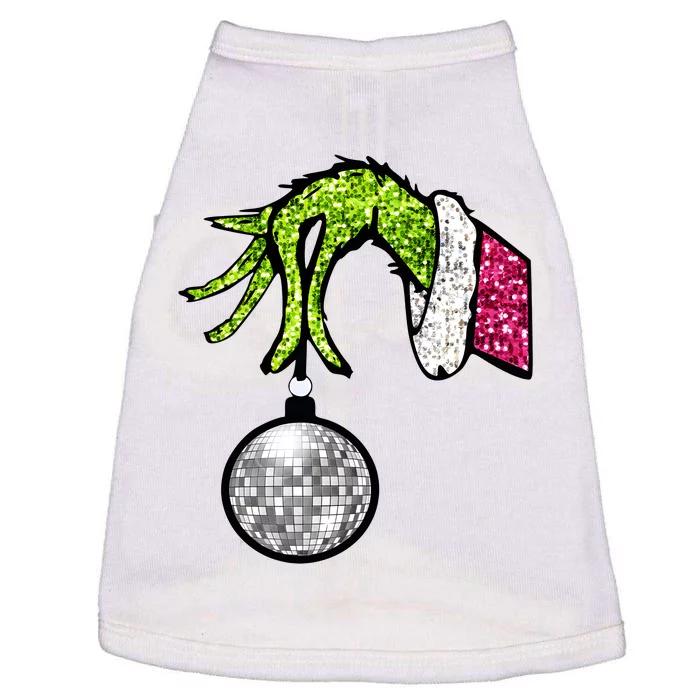 Faux Sequin Grinchmas Hand Merry Christmas Doggie Tank