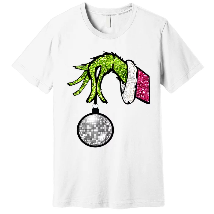 Faux Sequin Grinchmas Hand Merry Christmas Premium T-Shirt