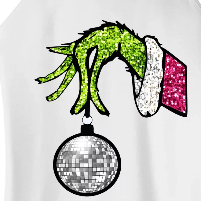 Faux Sequin Grinchmas Hand Merry Christmas Women’s Perfect Tri Rocker Tank