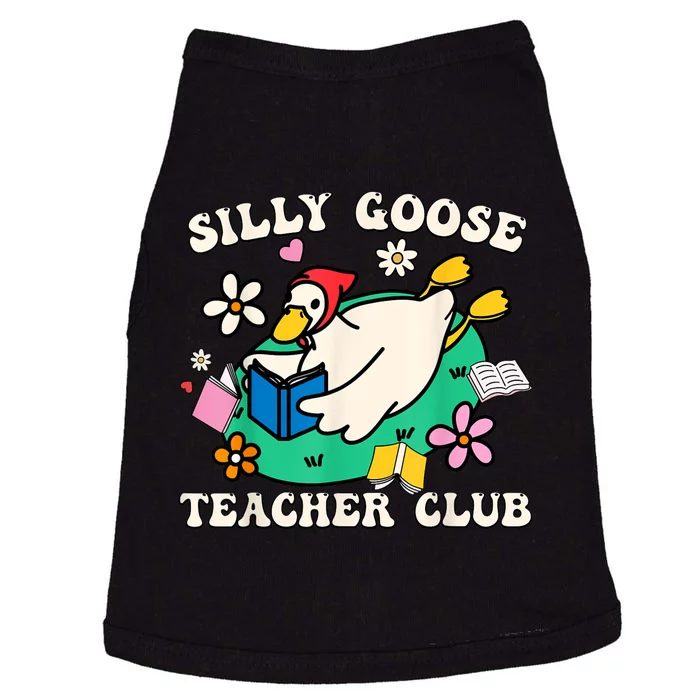 Funny Silly Goose Teacher Club Animal Lover Groovy Teacher Doggie Tank