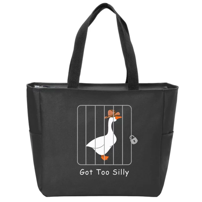 Funny Silly Goose Lover Mugshot Meme Got Too Silly Zip Tote Bag