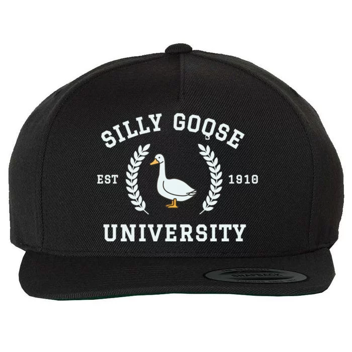 Funny Silly Goose University Funny Gift For Guys Wool Snapback Cap