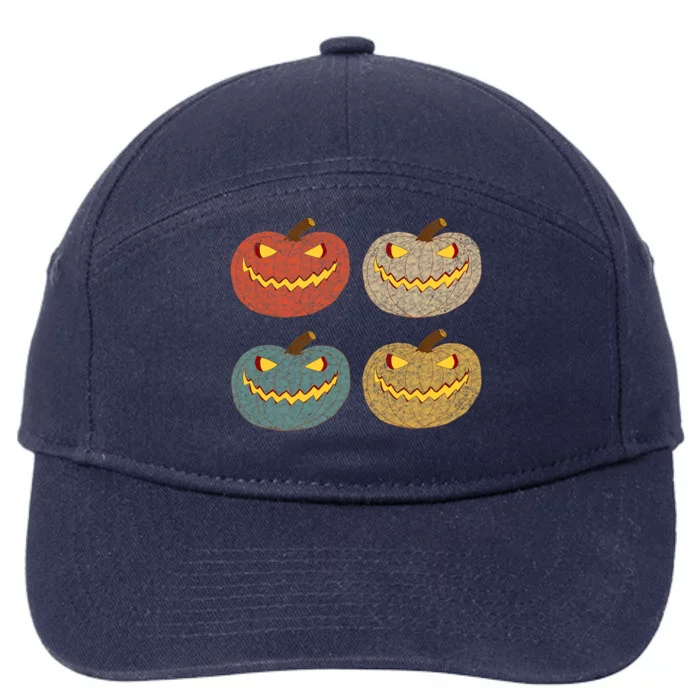 Four Scary Glowing Pumpkins Halloween Jack O Lantern Fall 7-Panel Snapback Hat