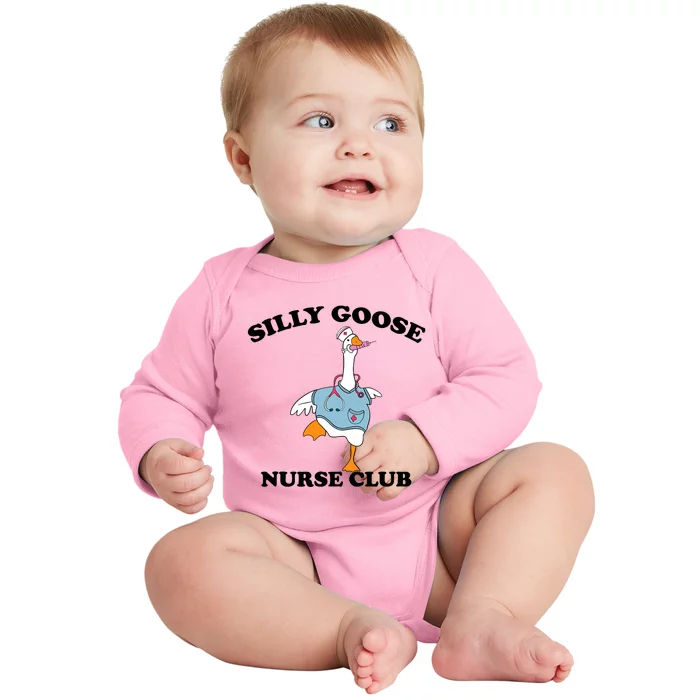 Funny Silly Goose Nurse Club School Nurse Student Graduation Baby Long Sleeve Bodysuit