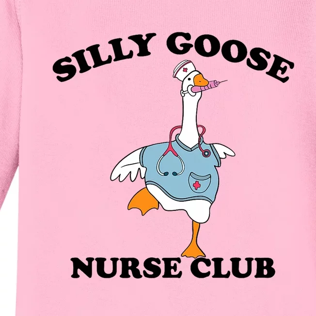 Funny Silly Goose Nurse Club School Nurse Student Graduation Baby Long Sleeve Bodysuit