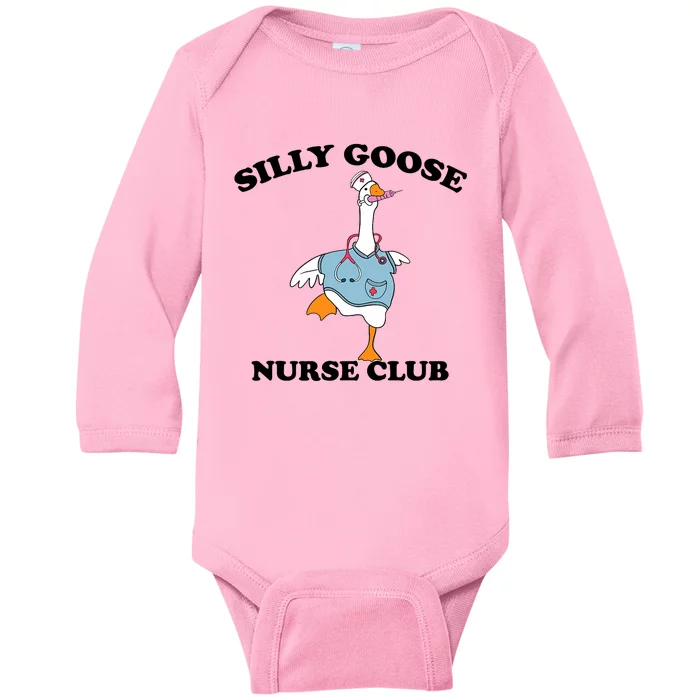 Funny Silly Goose Nurse Club School Nurse Student Graduation Baby Long Sleeve Bodysuit