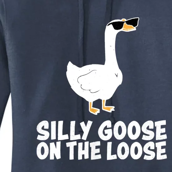 Funny Silly Goose On The Loose Women's Pullover Hoodie