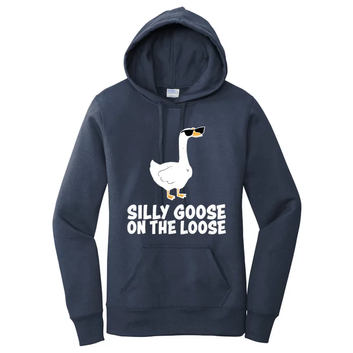 Funny Silly Goose On The Loose Women's Pullover Hoodie