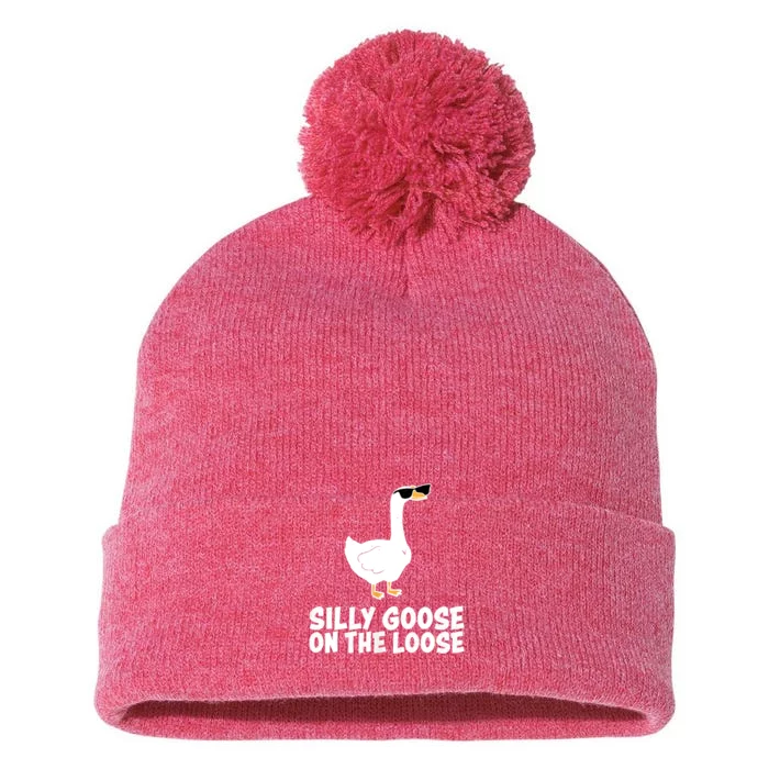 Funny Silly Goose On The Loose Pom Pom 12in Knit Beanie