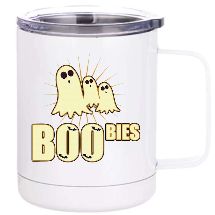 Funny Spooky Ghost Boobies Halloween Costume Front & Back 12oz Stainless Steel Tumbler Cup