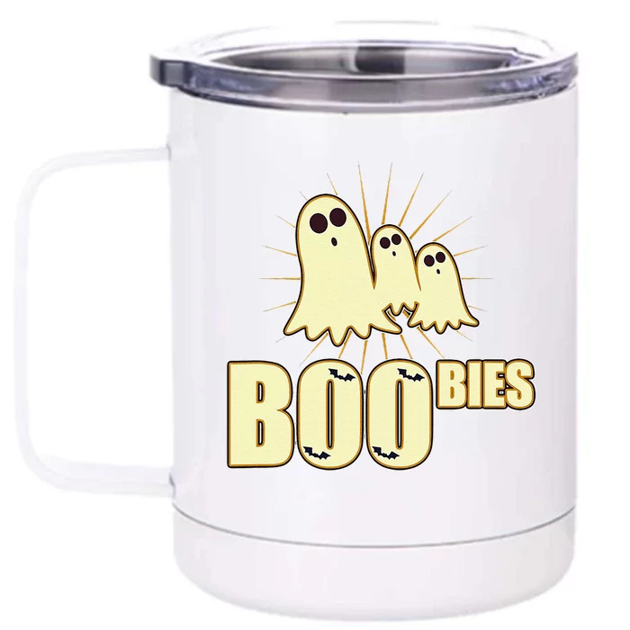 Funny Spooky Ghost Boobies Halloween Costume Front & Back 12oz Stainless Steel Tumbler Cup