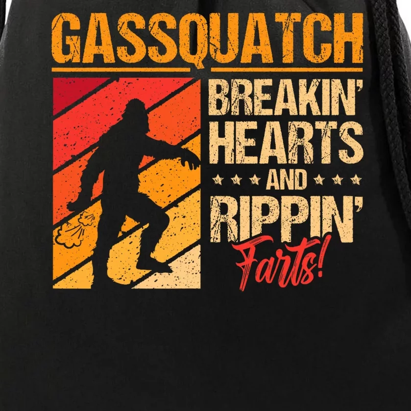 Funny Sasquatch Gasquatch Breakin Hearts Rippin Fart Bigfoot Drawstring Bag