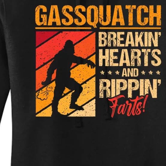 Funny Sasquatch Gasquatch Breakin Hearts Rippin Fart Bigfoot Women's Pullover Hoodie