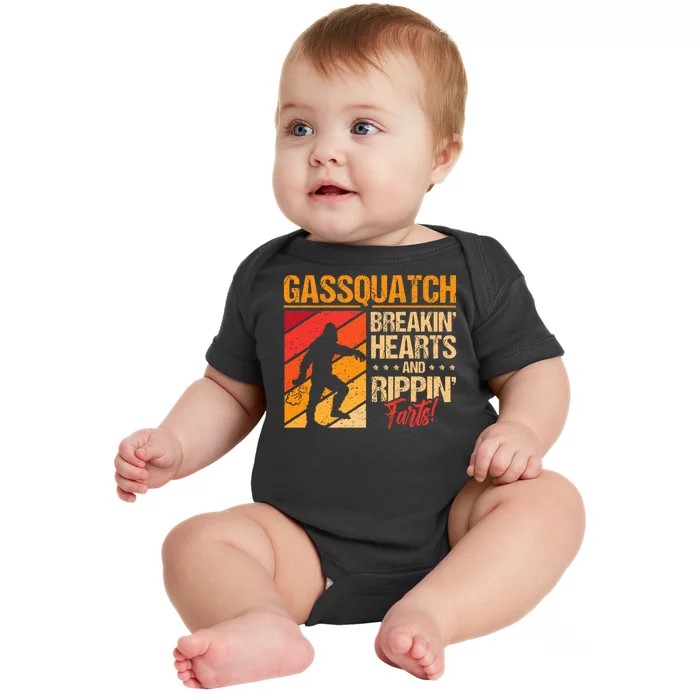 Funny Sasquatch Gasquatch Breakin Hearts Rippin Fart Bigfoot Baby Bodysuit