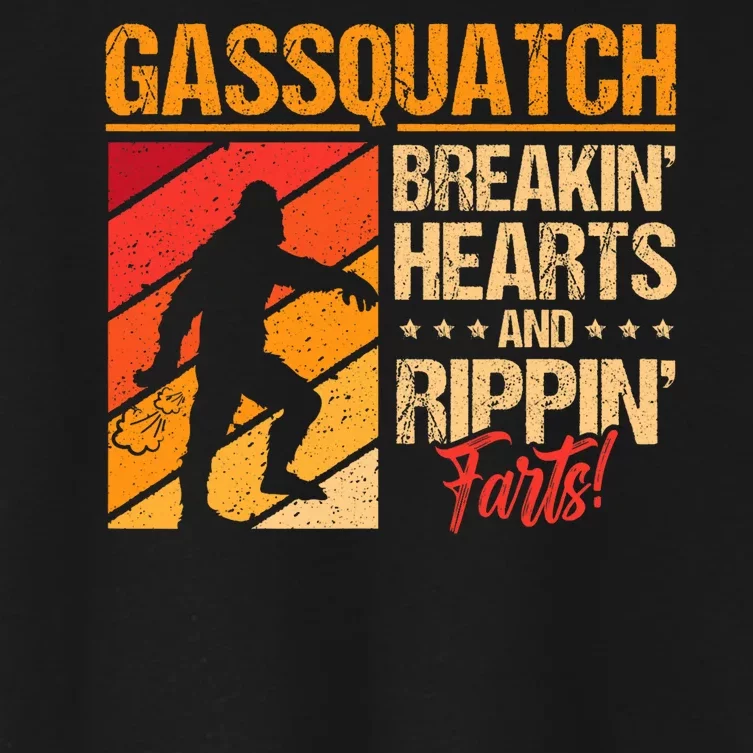 Funny Sasquatch Gasquatch Breakin Hearts Rippin Fart Bigfoot Women's Crop Top Tee