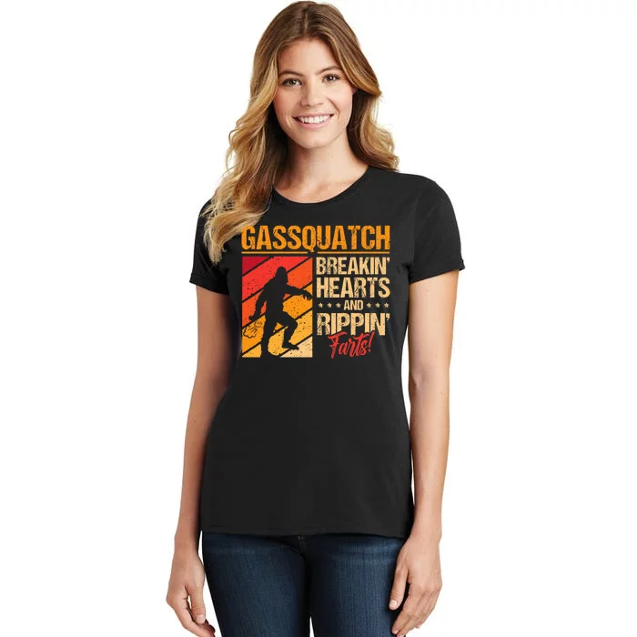 Funny Sasquatch Gasquatch Breakin Hearts Rippin Fart Bigfoot Women's T-Shirt