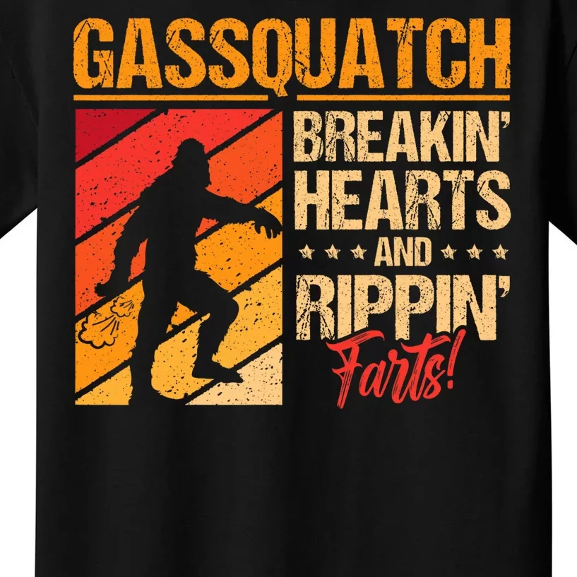 Funny Sasquatch Gasquatch Breakin Hearts Rippin Fart Bigfoot Kids T-Shirt