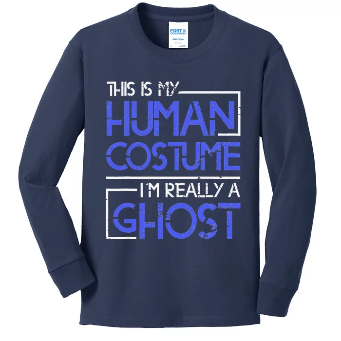 Funny Spooky Ghost Costume Gift Halloween Kids Long Sleeve Shirt