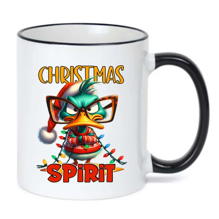 Funny Sarcastic Grumpy Duck Christmas Spirit Black Color Changing Mug