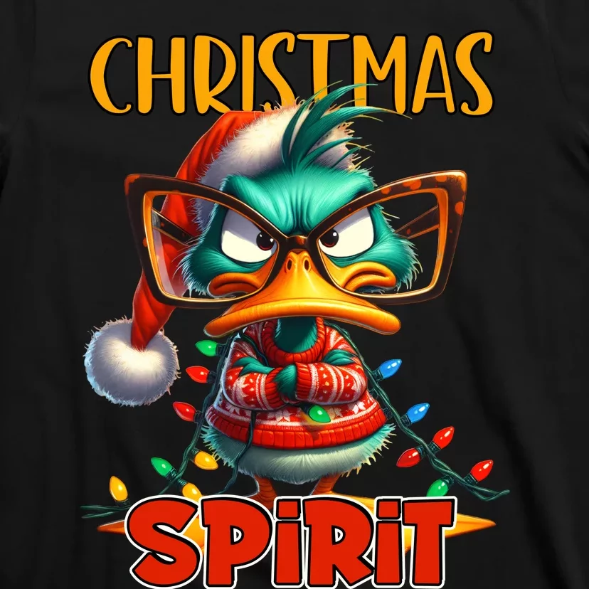 Funny Sarcastic Grumpy Duck Christmas Spirit T-Shirt