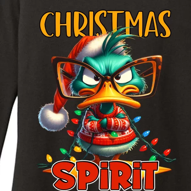 Funny Sarcastic Grumpy Duck Christmas Spirit Womens CVC Long Sleeve Shirt