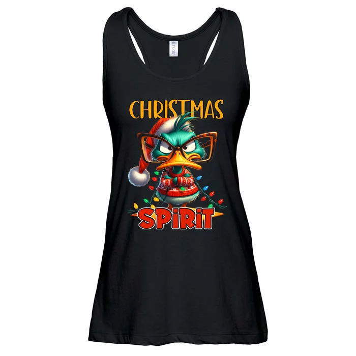 Funny Sarcastic Grumpy Duck Christmas Spirit Ladies Essential Flowy Tank