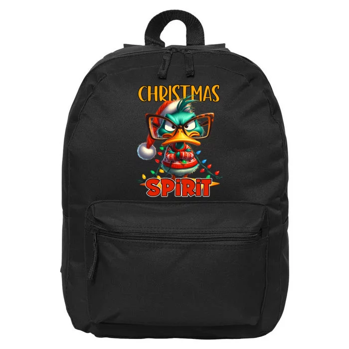 Funny Sarcastic Grumpy Duck Christmas Spirit 16 in Basic Backpack