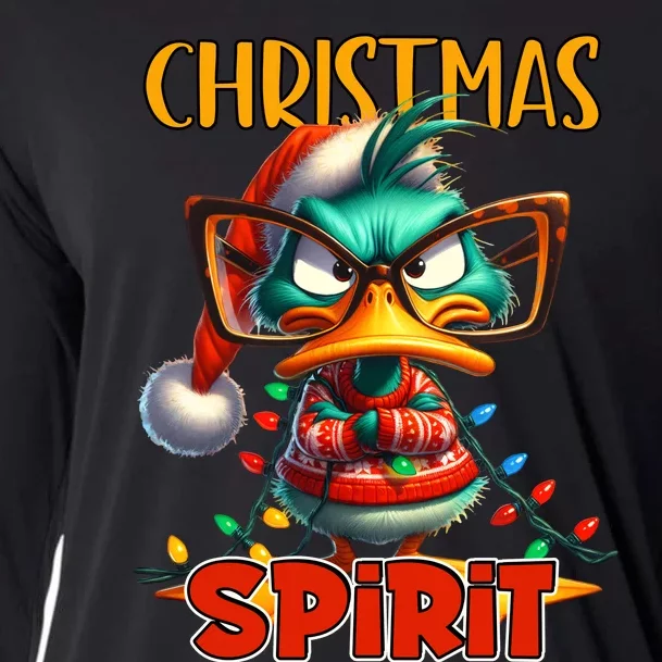 Funny Sarcastic Grumpy Duck Christmas Spirit Cooling Performance Long Sleeve Crew