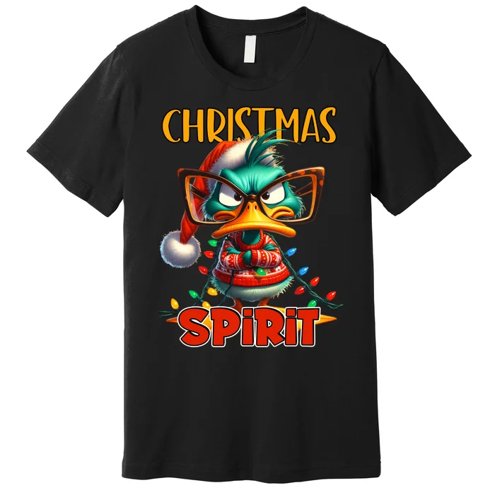 Funny Sarcastic Grumpy Duck Christmas Spirit Premium T-Shirt